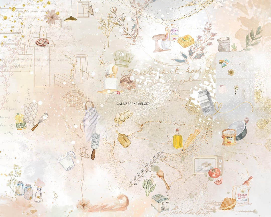 Beige Kitchen Collage | Digital Printable | Savoury Food | Baking ...