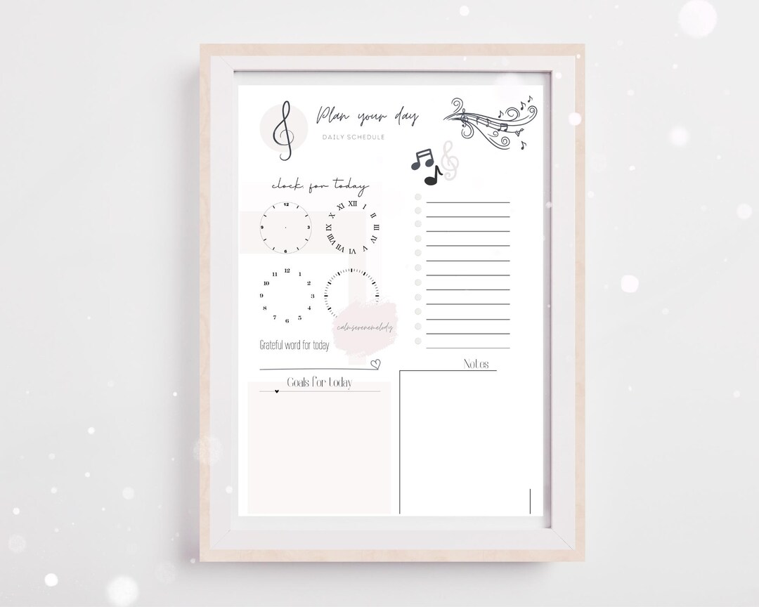 Plan Your Day | Music Planner Template | Music Notes | Music Student ...