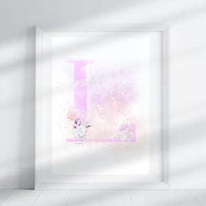 Letra L - Floral fucsia / Impresión de letras / Impresión del alfabeto / Inicial / Letra mayúscula / Arte mural / Letra hecha a mano / Descarga digital