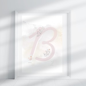 Letter B - Delicate Floral | Letter Print | Alphabet Print | Initial | Capital Letter | Wall Art | Handmade Letter | Digital Download