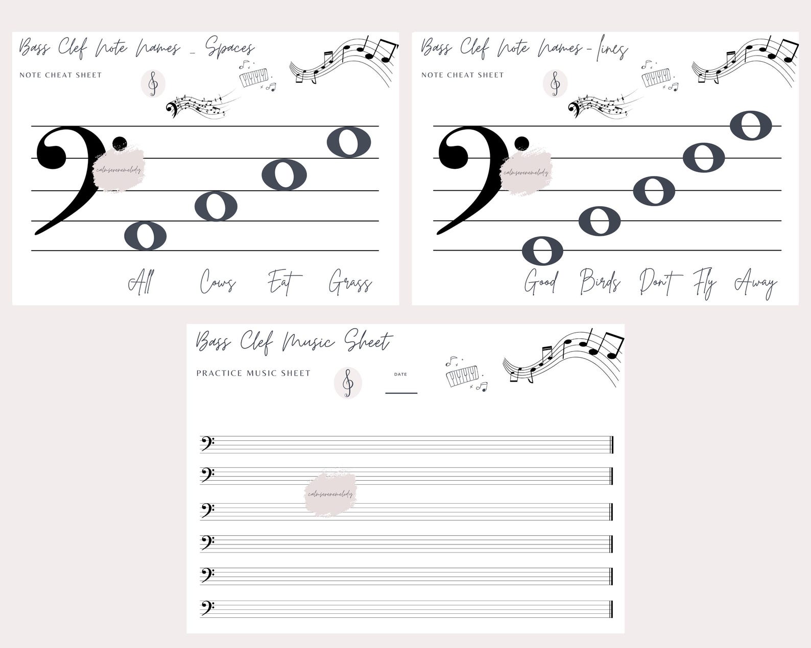 Bass Clef Music Bundle | Learning Bass Clef | Music Student | Music ...