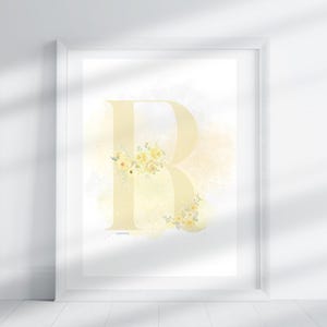 Letter R - Straw Floral | Letter Print | Alphabet Print | Initial | Capital Letter | Wall Art | Handmade Letter | Digital Download
