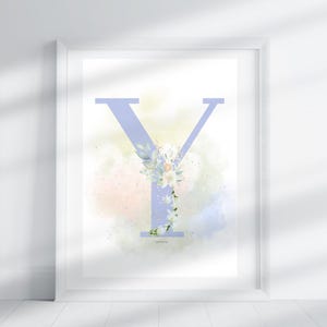 Letra Y - Floral Violeta de Primavera | Impressão de Letras | Impressão do Alfabeto | Inicial | Letra Maiúscula | Arte de Parede | Letra Feita à Mão | Download Digital