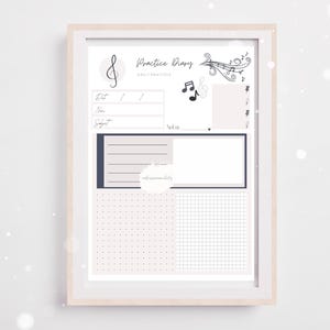 Diario de práctica diaria / Planificador de estudio musical / Estudiante de música / Sesión de práctica musical diaria / Planificador de notas musicales / Descarga digital
