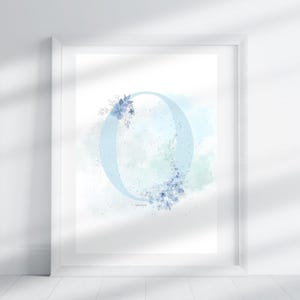 Letter O - Crystal Blue Floral | Letter Print | Alphabet Print | Initial | Capital Letter | Wall Art | Handmade Letter | Digital Download