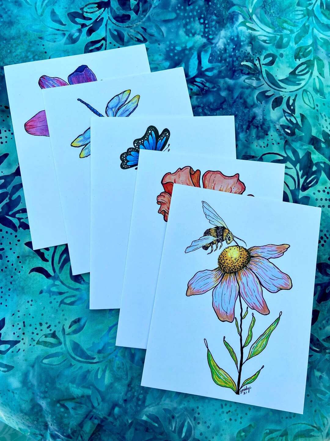 Floral Greeting Card Set ~ Flower Design Cards ~ Blank Greeting Cards ...