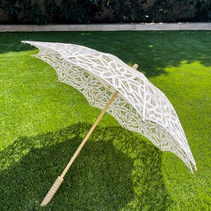 Handmade Detailed Full Cotton Victorian Lace Umbrella Parasol Gift or Decoration, Wedding Gift, White, Black or Beige Beige