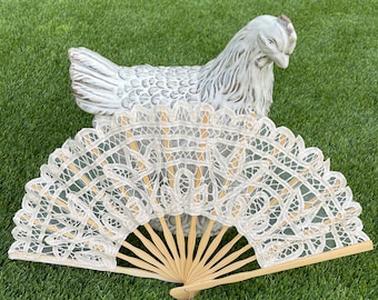 Hand Held Lace Fan with Bamboo for Wedding, Multiple Colors