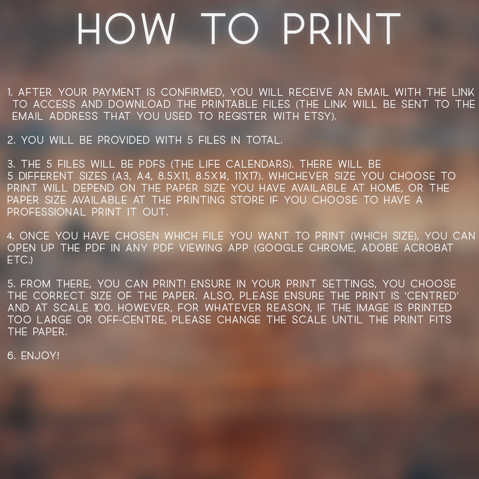 80 Year LIFE CALENDAR in WEEKS Instant Download Printable Etsy