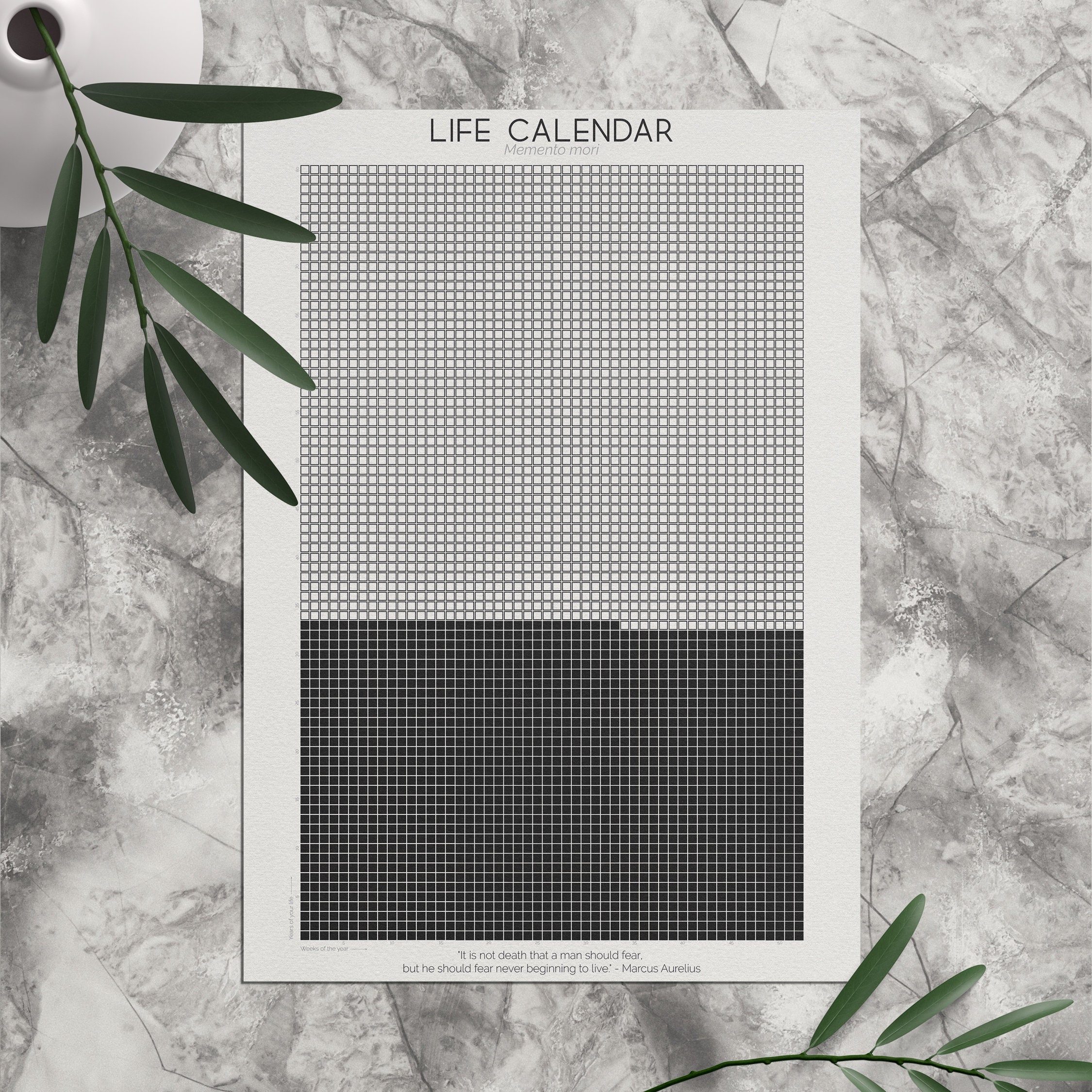 80 Year LIFE CALENDAR in WEEKS Instant Download Printable Etsy