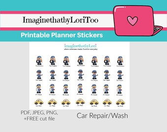 Printable Car repair wash oil change tire rotation planner stickers Digital Download