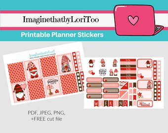 Druckbare Valentinstag Gnome Sticker Digital Download