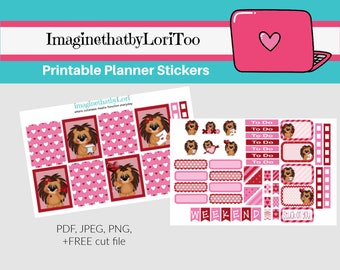 Printable Valentine Hedgie Hedgehog planner stickers Digital Download