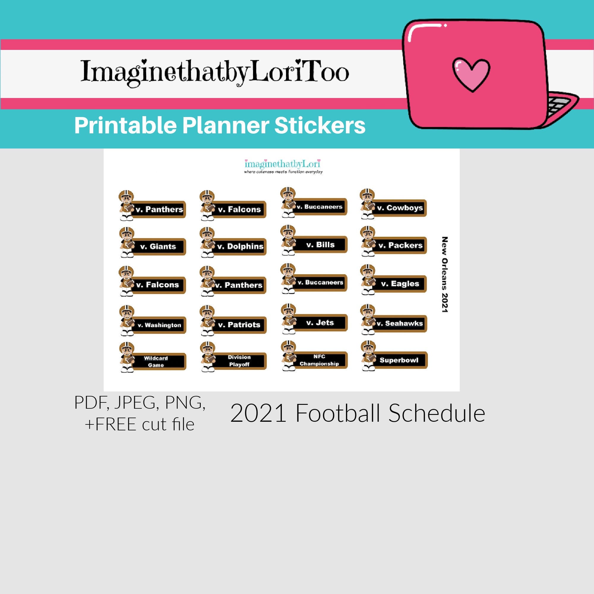 Printable 2021 Pro Football Schedule New Orleans planner | Etsy
