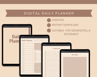 Undated Digital Daily Planner | Portrait IPad Planner | Downloadable Planner 2022 | Goodnotes Planner | To Do List | Daily Planner