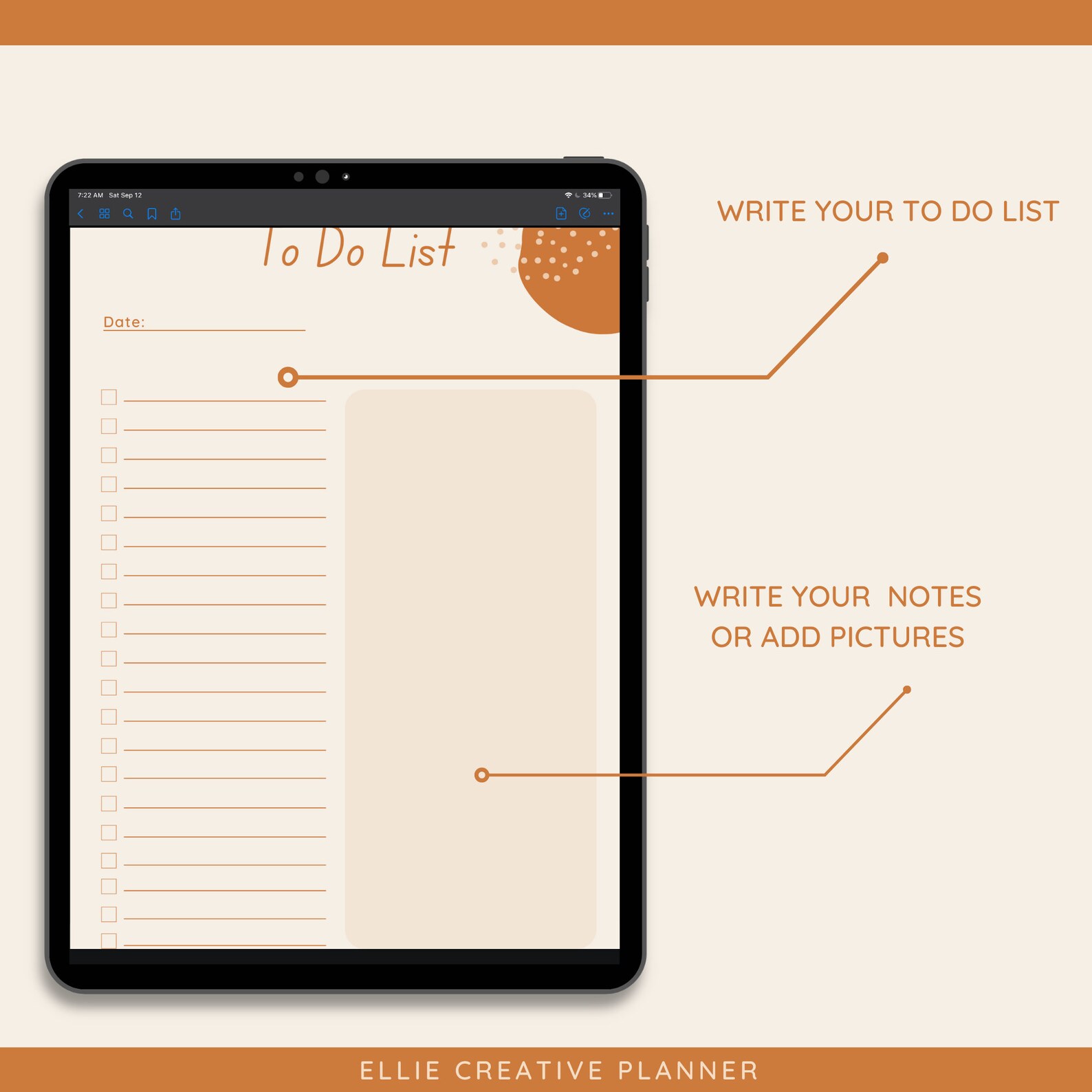 Digital to Do List Template to Do List Digital Planner iPad to Do List