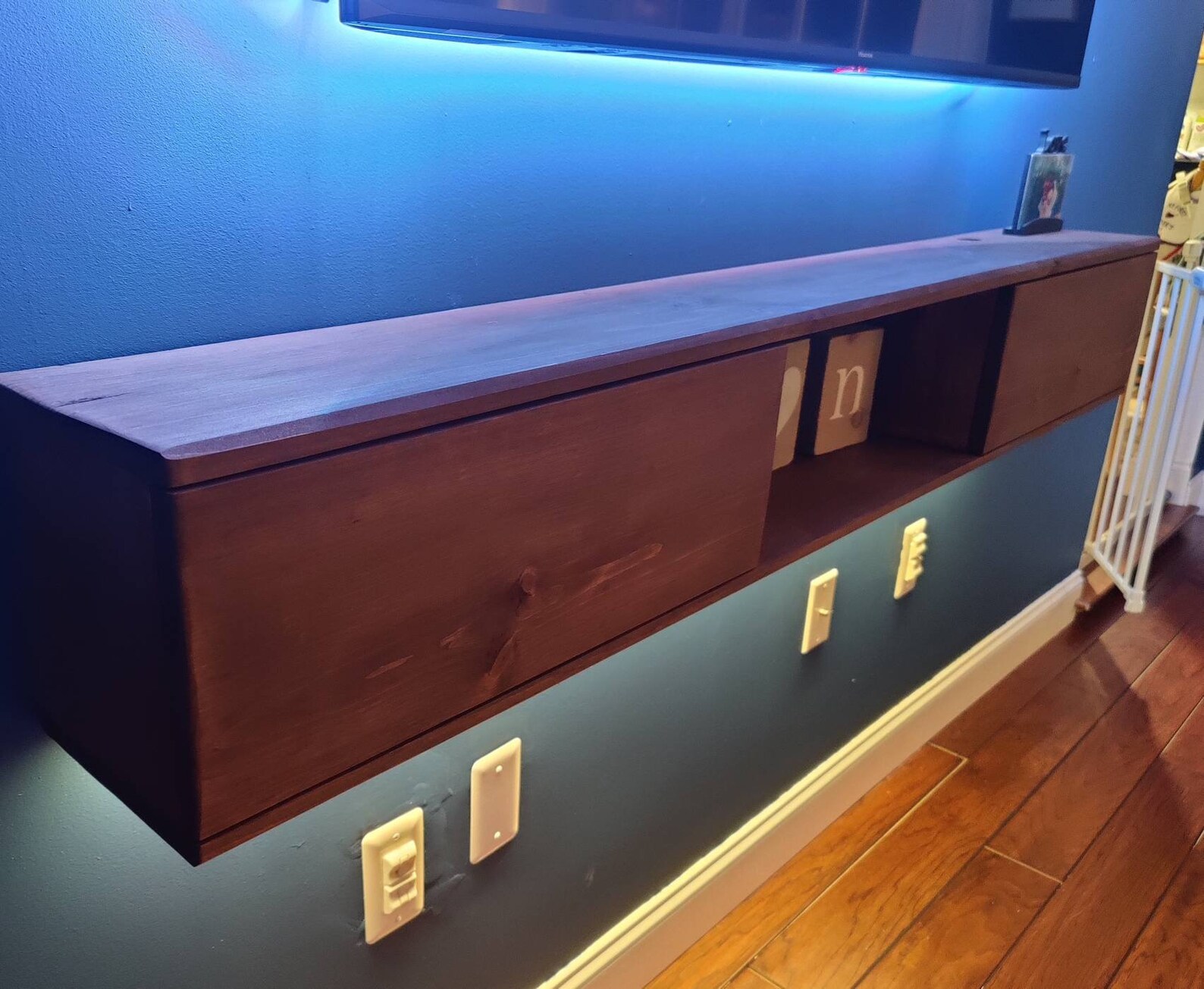 Floating TV Shelf 2 Door Etsy