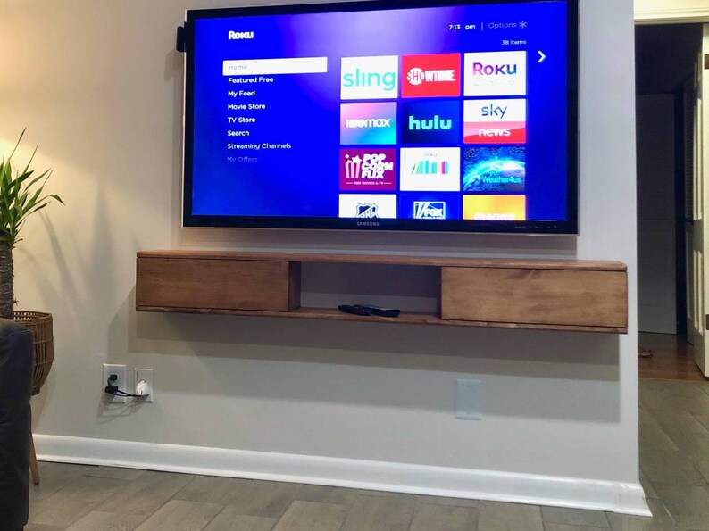 Floating TV Shelf 2 Door Etsy