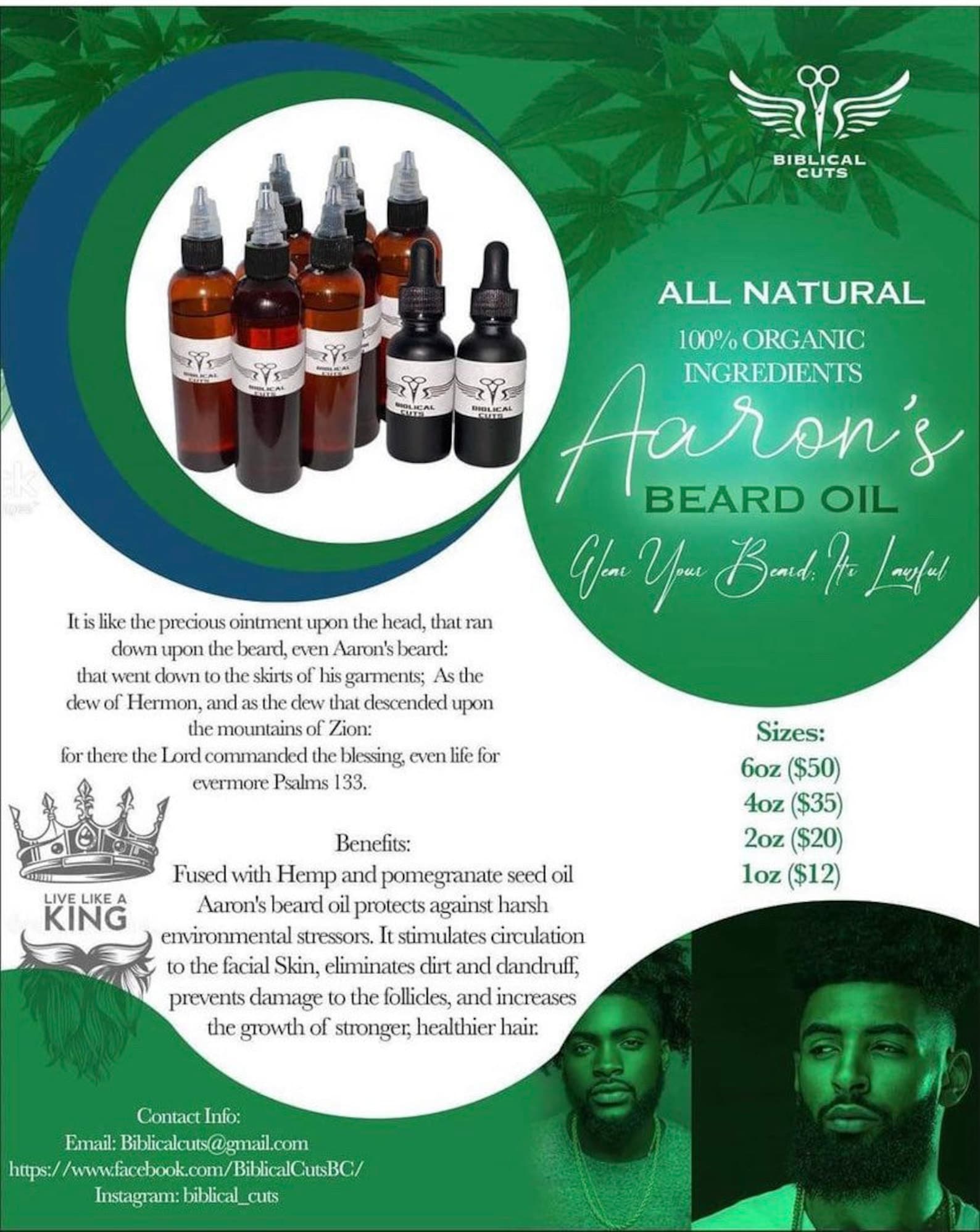 Biblical Cuts Beard Oil Aarons Beard Oil - Etsy