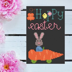 Cute Spring Easter Bunny Cross Stitch Primitive Pattern pdf Spring Sampler Instant Download Easter Cross Stitch Pattern PDF dmc