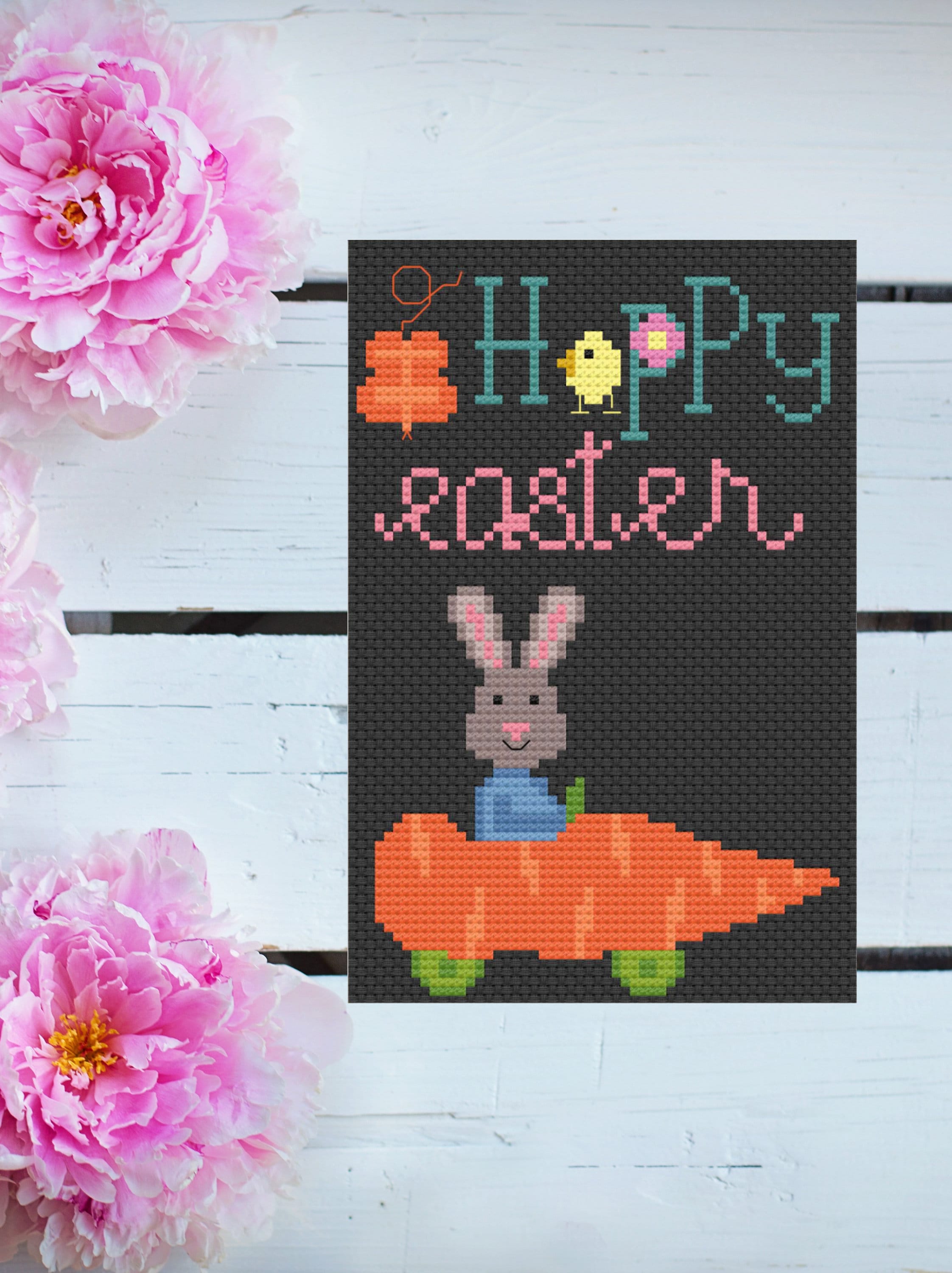 Cute Spring Easter Bunny Cross Stitch Primitive Pattern Pdf Spring ...