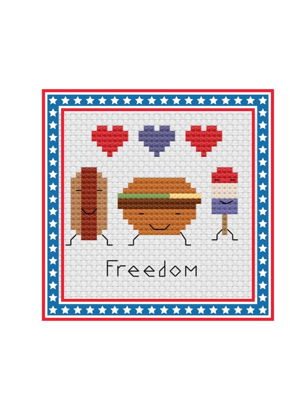 Patriotic Fourth of July Cross Stitch Pattern 4 Inch Hoop Etsy