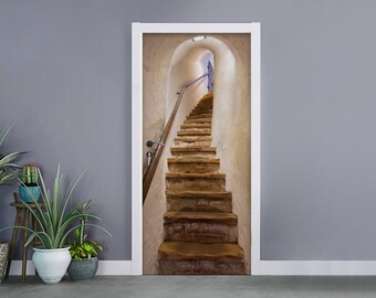 Details about / Self adhesive Door wrap removable Peel /& Stick Architecture Arcade at the castle
