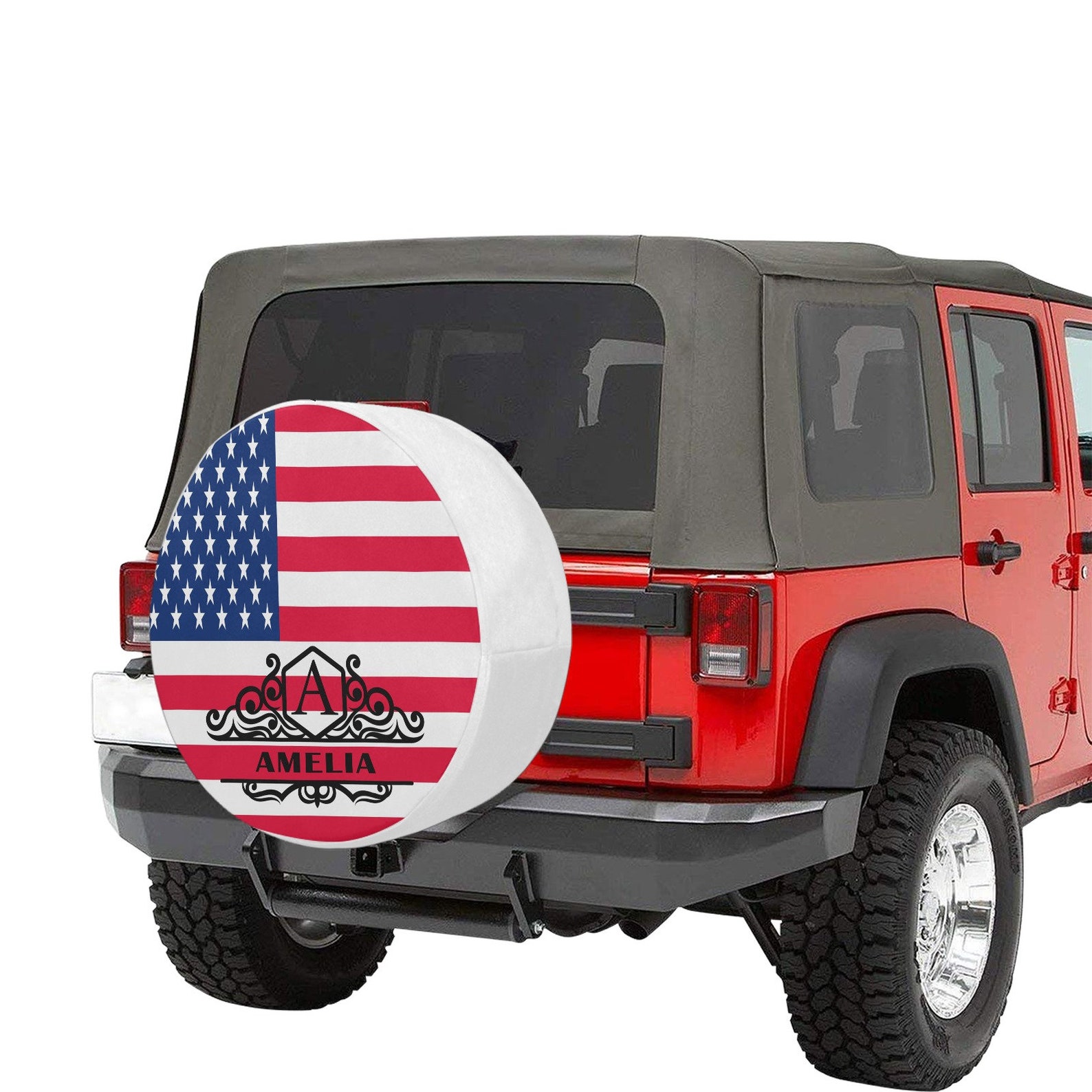 American Flag Custom Face Tire Cover Personalized Monogram Etsy