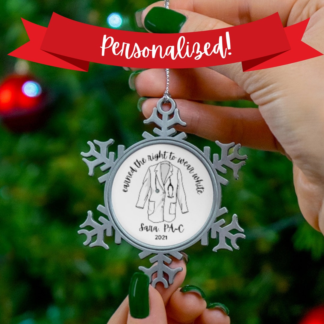 White Coat Celebration Ornament Pewter Snowflake Ornament Gift for PA