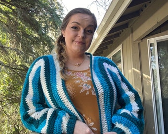 Shades of blue skulls cardigan