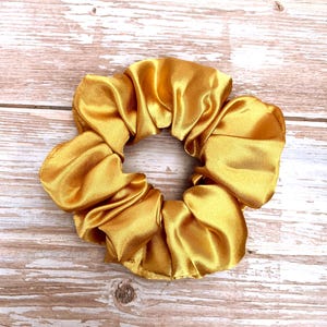 Gold Satin Scrunchie: Silky Hair Tie for All Hair Types