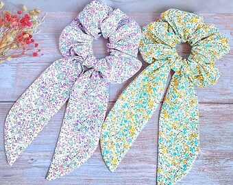 Floral Hair Scarf Scrunchie | Vintage Cottagecore Style Hair Accessory | Gift for Her