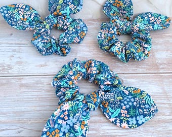 Floral Bow Scrunchie – Rifle Paper Hair Tie – Handmade Hair Accessory