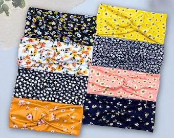 Floral Fabric Headband – Soft Stretch Hairband, Daisy & Wildflower Prints Hair Accessories for Women