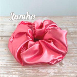Jumbo Satin Scrunchie – Hot Pink Oversized Hair Scrunchie for Thick Hair | Soft Shiny Hair Tie | Statement Hair Accessory | Gift for Her