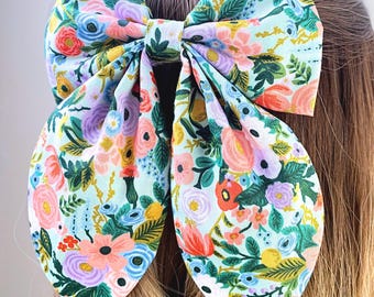 Floral Bow Clip – Rifle Paper Fabric Barrette Clip – Handmade Cottagecore  Hair Accessory