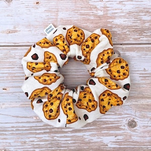 Chocolate Cookie Scrunchie, Cute Dessert Hair Accessory, Foodie Hair Tie, Handmade 100% Cotton