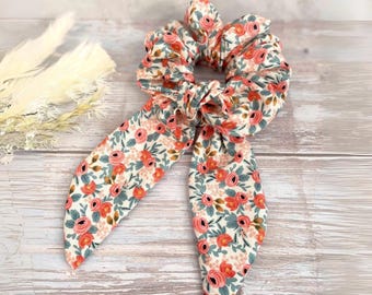 Floral Bow Scrunchie: Rifle Paper Co. Long Tail Hair Tie with Removable Bow