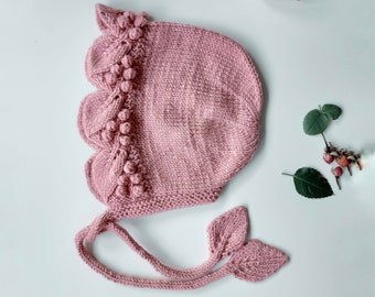 Hand Knitted recién nacido bebé casa del hospital Bonnet Escarpín y guante Set Rosa 