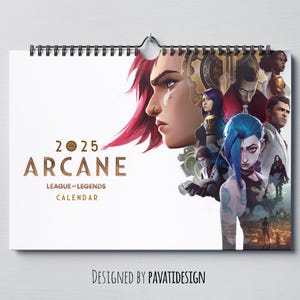 ARCANE 2025 Calendar Digital | League of Legends | Printable | Jinx, Silco, Viktor, Ekko, Caitlyn, Jayce, Heimerdinger, Vander | Horizontal