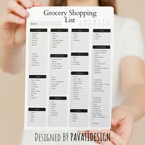 Grocery List Printable | Printable Shopping List | Grocery Checklist | Grocery Shopping List | Instant Download | Market List Notepad | ToDo