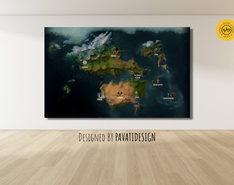 Arte impressa do mapa de Runeterra: League of Legends, decoração ARCANE (download digital)