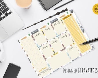 Planejador Semanal da Wizard School: Layout Horizontal para Impressão (Download Digital)