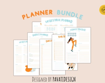 Pacote de planejador: condicionamento físico, orçamento, refeições, rastreador de tarefas (download digital)
