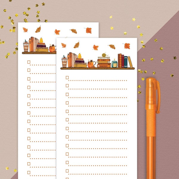 Fall Bookshelf Notepad| Fall Season To Do List| Autumn Bookshelf Memo Pad| Pumpkin Spice Bookish