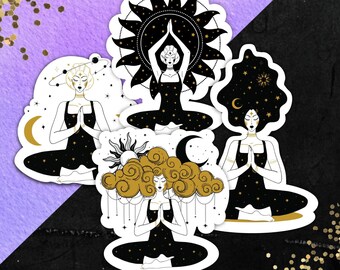 Celestial Goddess Sticker Pack| Celestial Yoga Stickers| Witchy Sticker Set| Meditation Sticker| Mystical| Clairvoyance