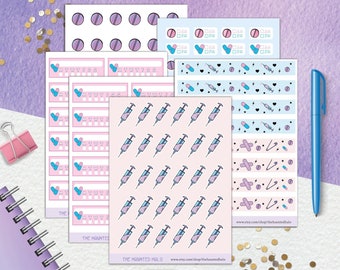 Medication Planner Stickers| AM And PM Medicine Tracker| Pill Reminder Stickers| Syringe Stickers Sheet