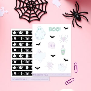 Pastel Halloween Sticker Sheet| Ghost Halloween Stickers| Kawaii Spooky Sticker Set| Pastel Gothic Stickers
