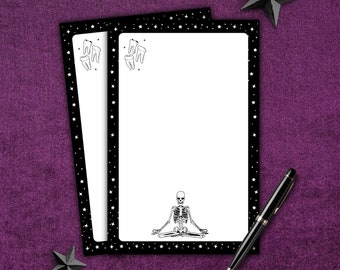 Skeleton Tear Away Notepad| Gothic Notepad| Starry Note Pad| Halloween Memo Pad| Spooky Cute Goth Stationery