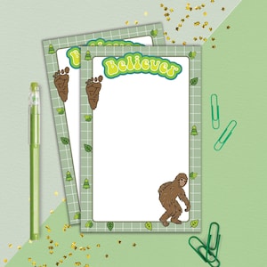 Bigfoot Believer Notepad| Sasquatch Notepad| Cryptid Tear Away Memo Pad| Skunk Ape Note Pad| Conspiracy Memo Pad